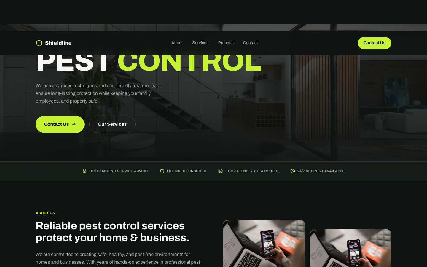 Pest Control website template preview