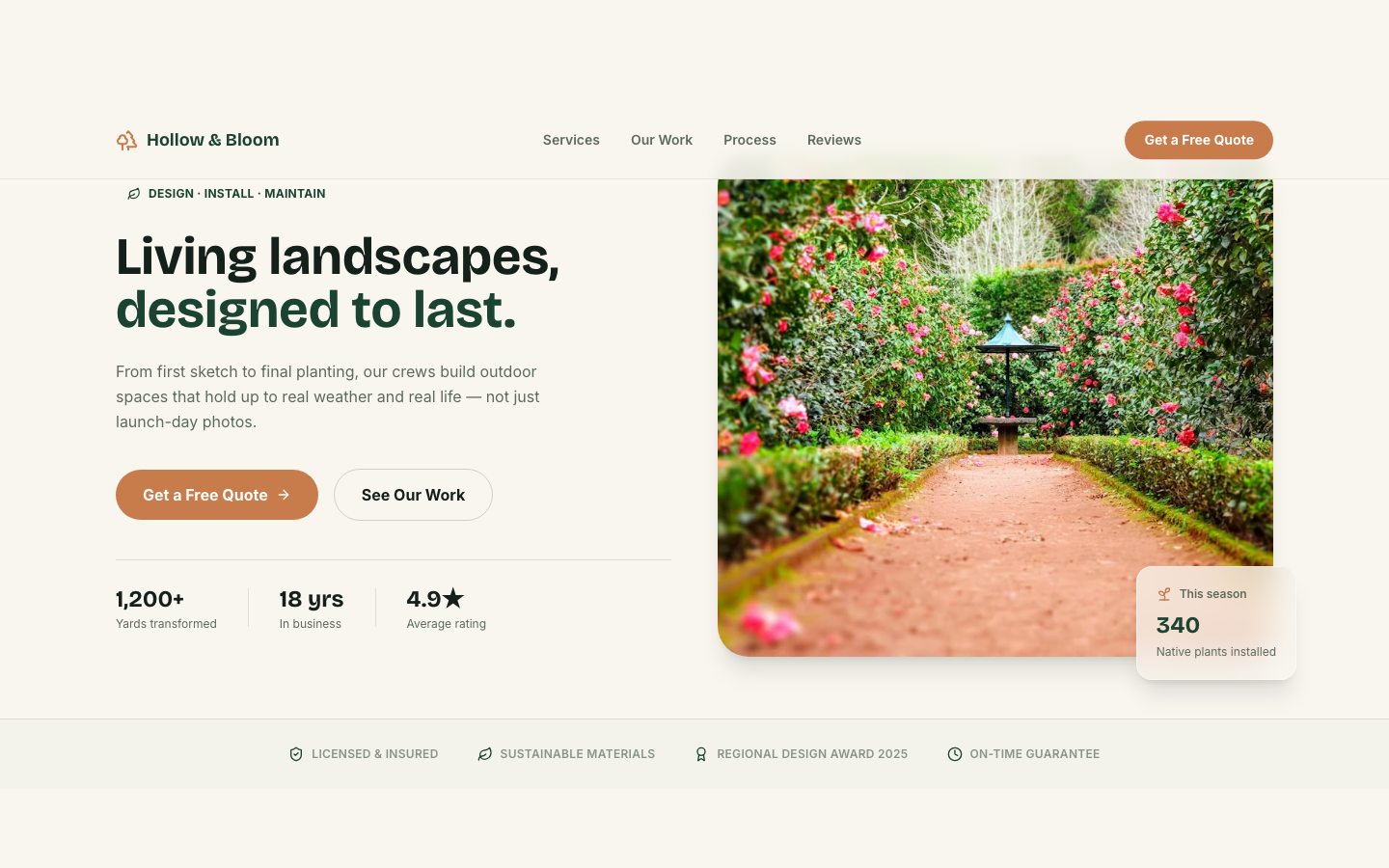 Landscaping website template preview