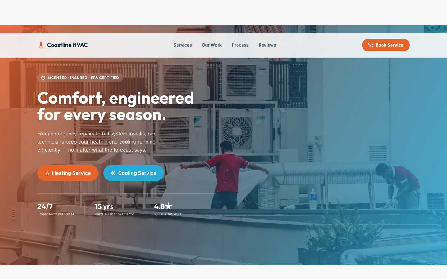 HVAC website template preview
