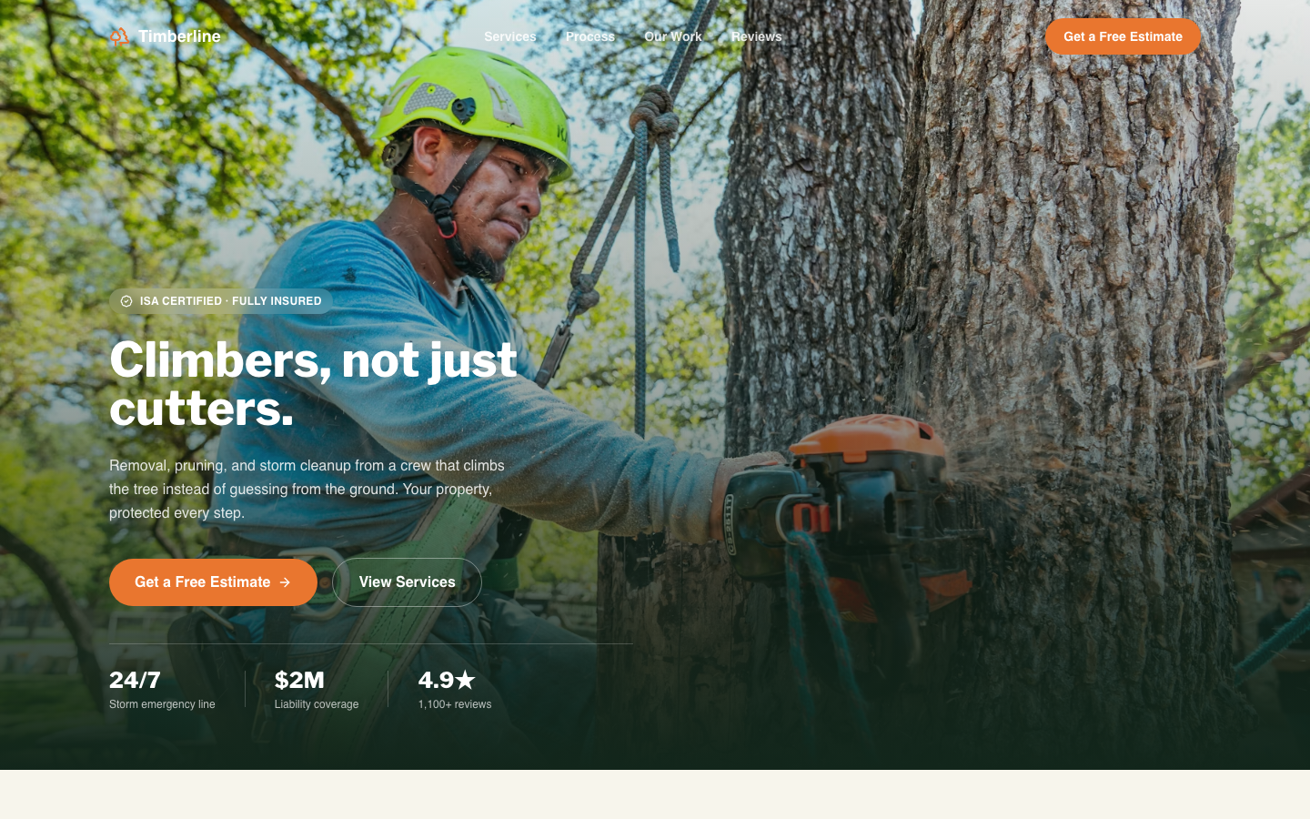 Tree Service website template preview