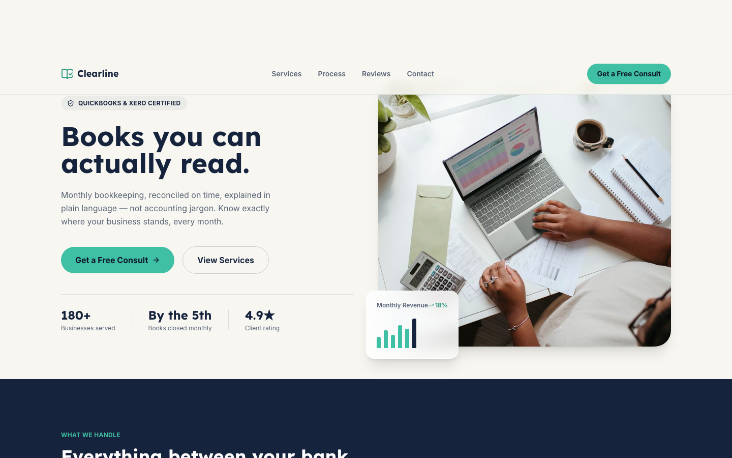 Bookkeeping website template preview