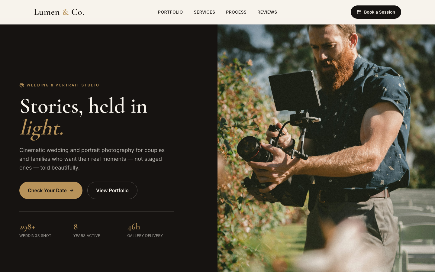 Photography website template preview