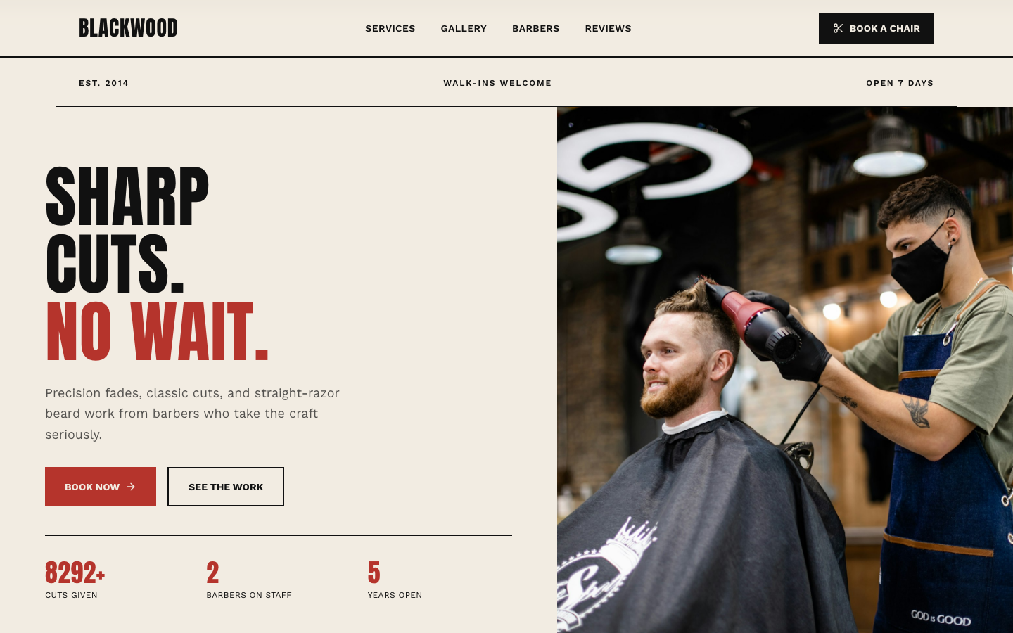 Barbershop website template preview