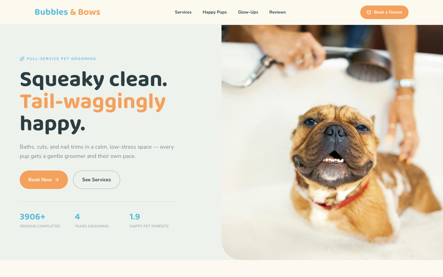 Pet Grooming website template preview
