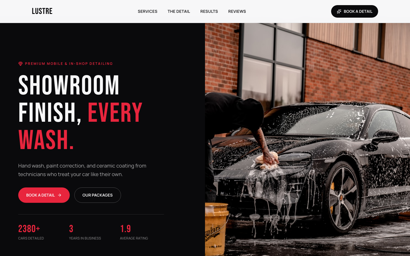 Car Detailing website template preview